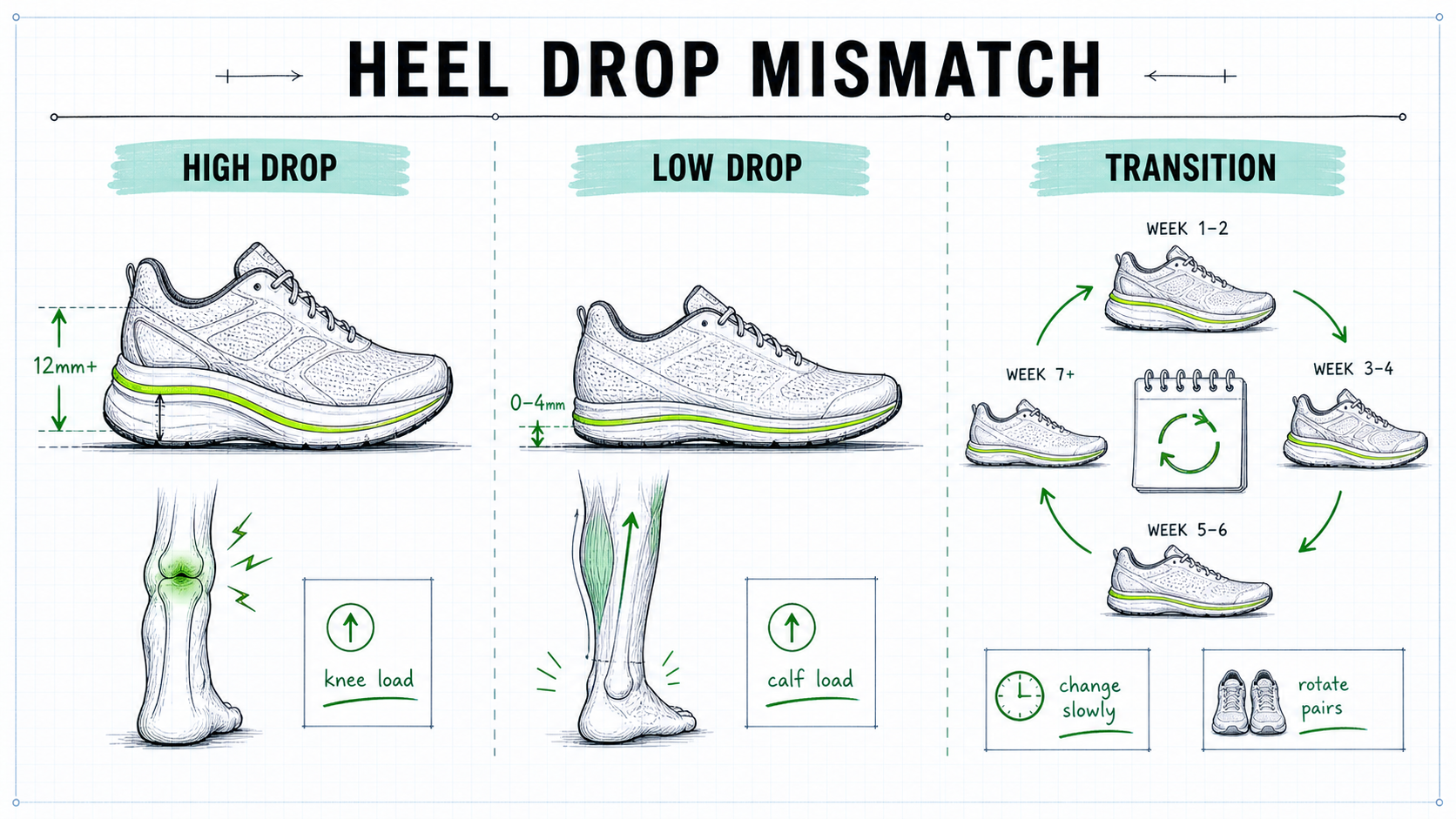 transition from walking boot to supportive sneakers progression diagram